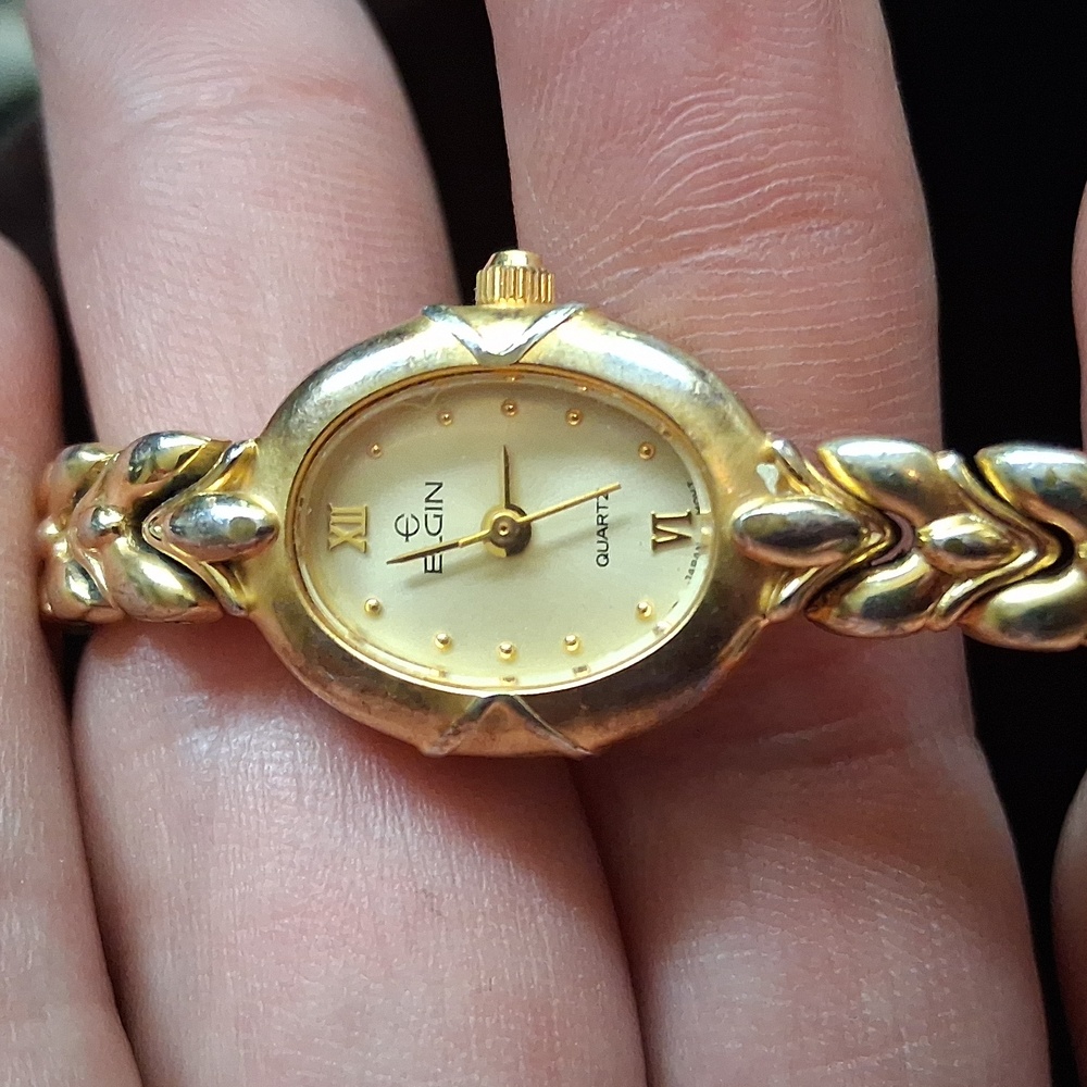 Elgin Watch with Elegant Brushed Gold Bracelet